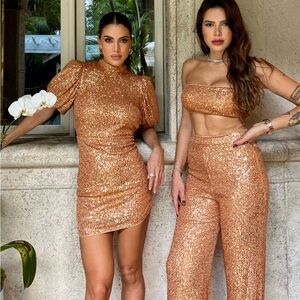 REVOLVE Rose Gold Sequin Mini Dress